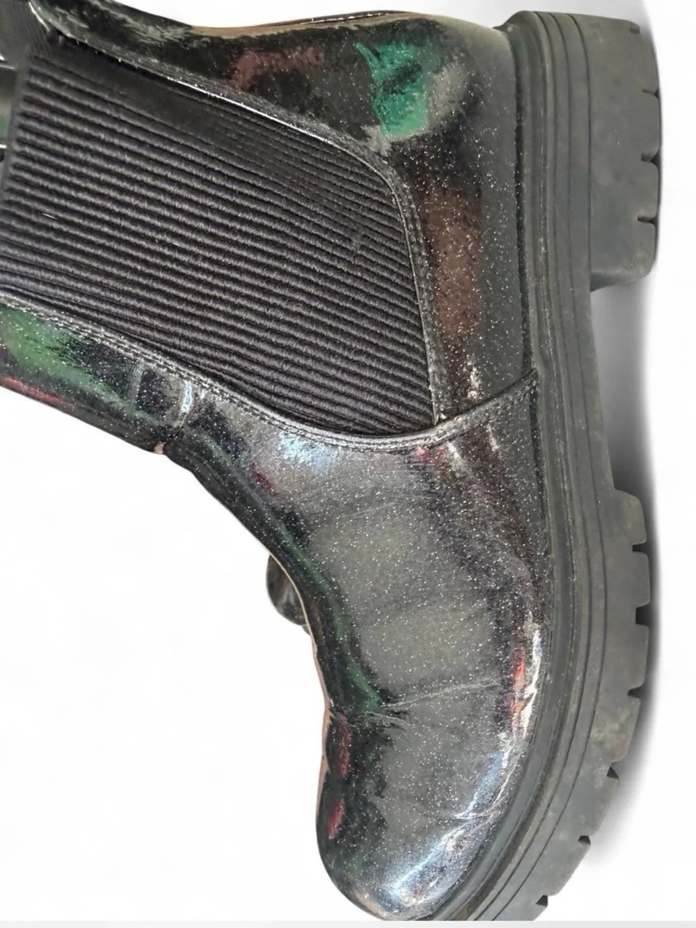 Kids Sparkle Black Chelsea Boots